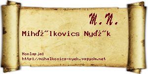 Mihálkovics Nyék névjegykártya